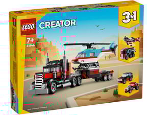 Lego Kamion s ravnom platformom i helikopterom 31146