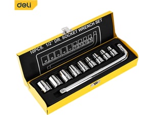 Deli Set nasadnika sa račnom 1/2" 12kom EDL2012T