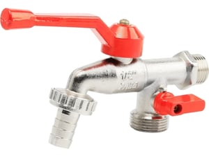 Magnum Slavina 1/2" sa ALU ručkom,dva izlaza 3/4" i metalnim priključkom za crevo 3190-1/2