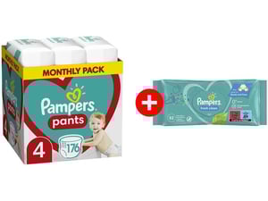 Pampers Pants mesečno pakovanje S4 176 + Gratis vlažne maramice Fresh 52