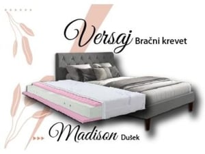 Versaj Bračni krevet 216x164x108cm + Madison Dušek za bračni krevet 160x200cm