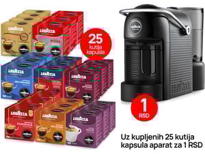 25 Lavazza AMM kapsula za kafu + Jolie Aparat za kafu za 1 rsd (crni)