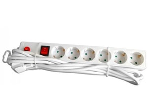 E-Green Kabl naponski produžni 6 x šuko 5m sa prekidačem i zaštitom