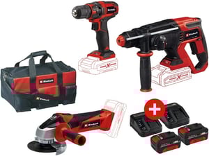 Einhell Akumulatorska brusilica TC-AG 18/115 + Akumulatorska bušilica TC-CD 18/35 + Akumulatorska čekić bušilica TE-HD 18/20 Li + Einhell Bag 56/29