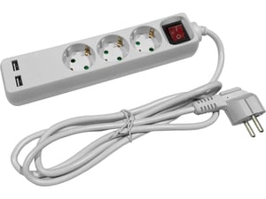 Entac Produžni sa prekidačem trostruki 1 5m + 2 USB