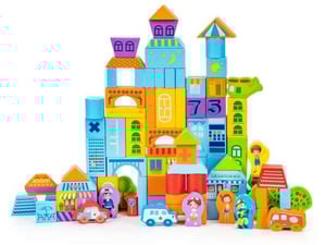 Eco Toys Edukativne drvene kocke City 100kom