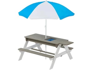 Kinder Home Dečiji baštenski sto 3 u 1, kišobran sa podesivom visinom za igre na otvorenom