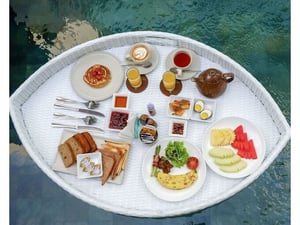 Shopito Plutajuća tacna za bazen list, ratan, 80x60x20cm, bela