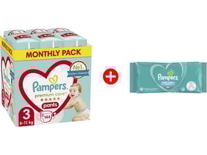 Pampers Pelene Premium Care Pants veličina 3 144kom  +  Gratis vlažne maramice Fresh 52