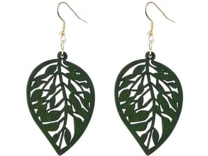 Etnoria Forest Soul – Boho drvene handmade minđuše, sa dizajnom prirodni motiv list