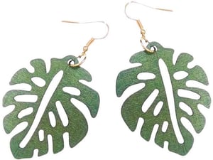 Etnoria Tropical Breeze – Boho drvene handmade minđuše, sa dizajnom prirodni motiv list