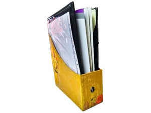 Etnoria Zlatna Snoplja – dekupaž eko registrator sa buketom, za dokumenta,kancelarijski ukras,pribor za radni sto