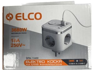 Elco Električna kocka 3M+4USB sa prekidačem