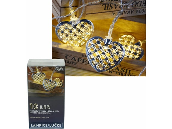 LED svetleća metalna srca 10L 52-561000