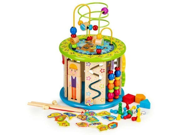 Eco Toys Edukativna drvena kocka sa igračkama