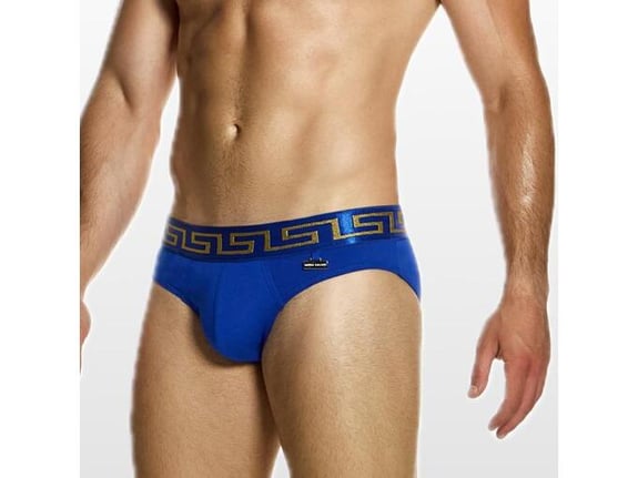 Modus Vivendi slip sa zlatnim uzorkom na pojasu muški plava - XL