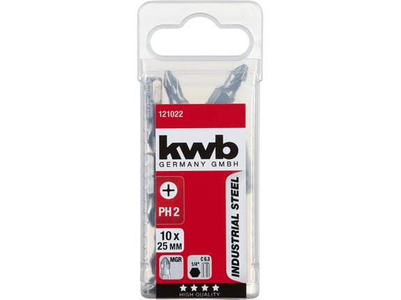 Kwb Bit PH2 25mm Ind. Čelik - 10 kom 1/4" C 6.3 prihvat - TQ 60