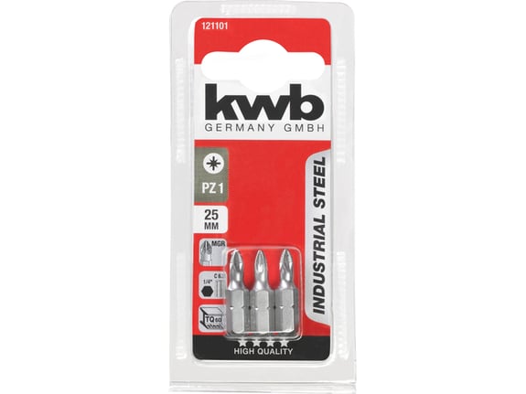 Kwb Bit PZ1 25mm Ind. Čelik - 3 kom 1/4" C 6.3 prihvat - TQ 60