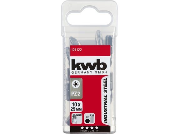 Kwb Bit PZ2 25mm Ind. Čelik - 10 kom 1/4" C 6.3 prihvat - TQ 60