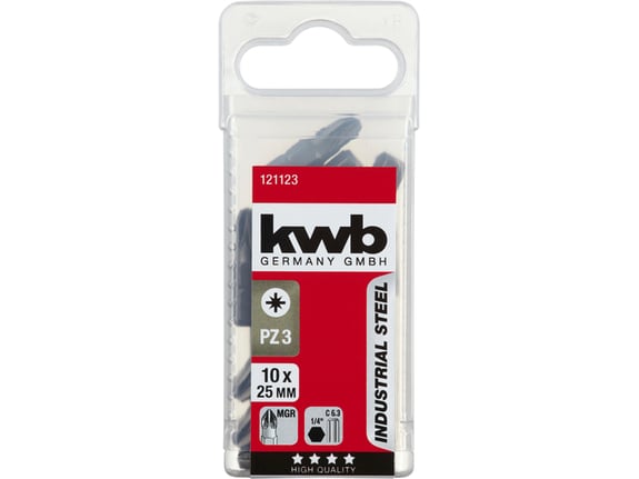 Kwb Bit PZ3 25mm Ind. Čelik - 10 kom 1/4" C 6.3 prihvat - TQ 60