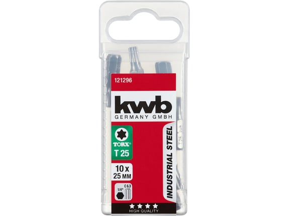 Kwb Bit T25 25mm Ind. Čelik - 10 kom Torx 1/4" C 6.3 prihvat - TQ 60