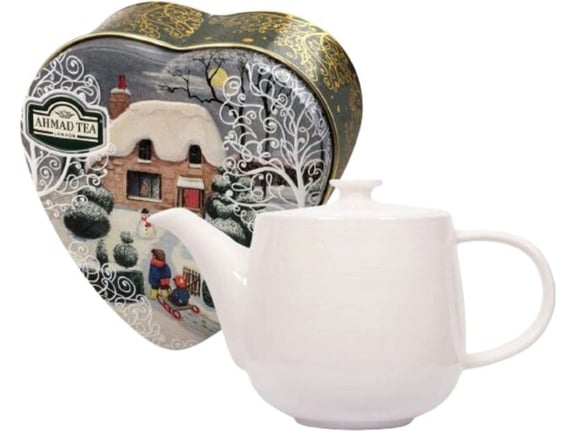 Ahmad Set čajnik 700ml i čaj Heart caddy Earl gray 30g
