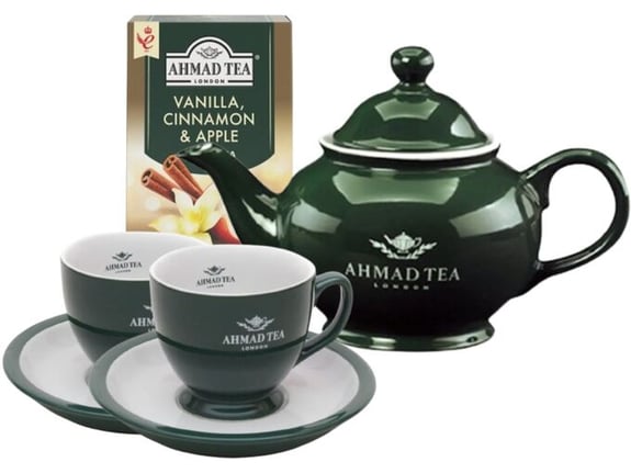 Ahmad Set čajnik 370ml i šolje 190ml i čaj vanila, cimet, jabuka 40g
