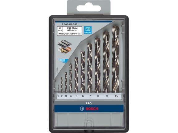 Bosch Set spiralnih burgija PRO Metal HSS-G 1-10 mm 10/1