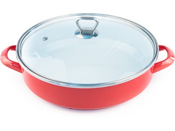 Fackelmann Tiganj sa drškama 28cm+stakleni poklopac emajl