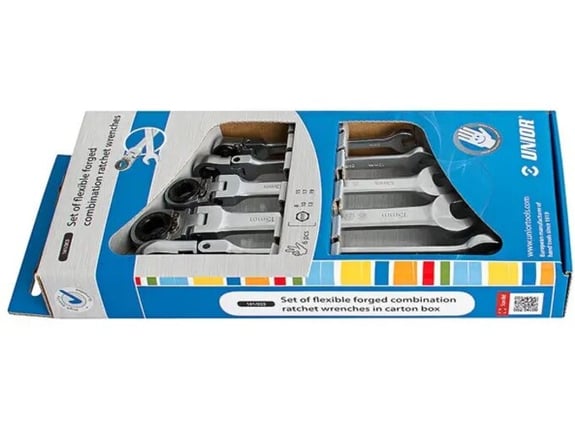 Unior Ključevi viljuškasto-okasti, zglobni, sa čegrtaljkom u kartonskoj kutiji