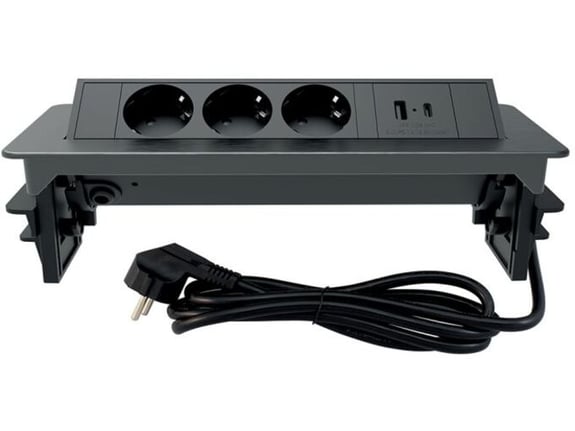 Commel Pop-up utičnica 3-struka, USB A+C L=2 m