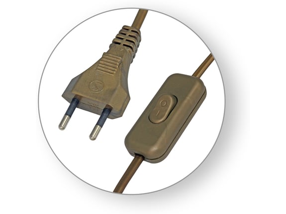 Commel Priključni kabl za rasvetu sa sklopkom, zlatni, 2m H03VVH2-F 2x0,75