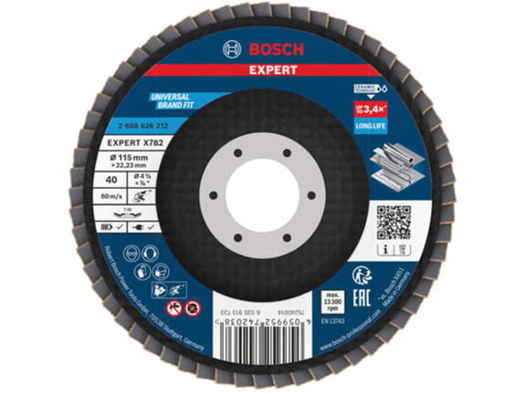 Bosch Lamelna brusna ploča, kosa, 115mm, G40, prečnik otvora 22,23mm EXPERT X782 2608626212