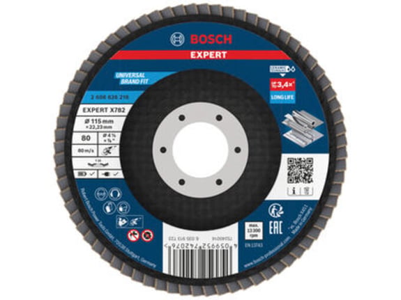 Bosch Lamelna brusna ploča, kosa, 115mm, G80, prečnik otvora 22,23mm EXPERT X782 2608626216