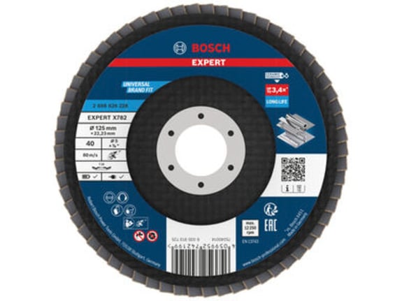 Bosch Lamelna brusna ploča, kosa, 125mm, G40, prečnik otvora 22,23mm EXPERT X782 2608626228
