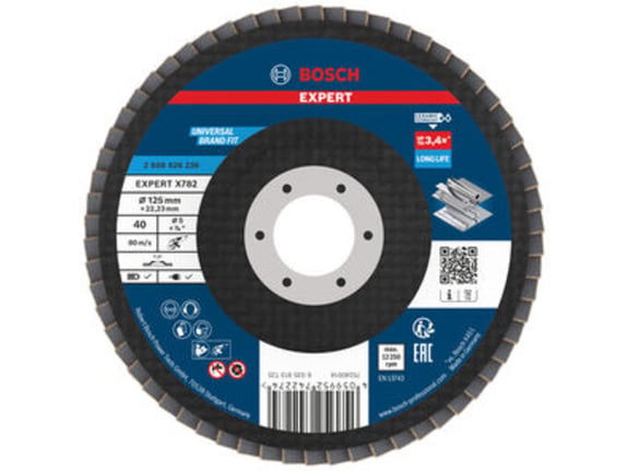 Bosch Lamelna brusna ploča, ravna, 125mm, G40, prečnik otvora 22,23mm EXPERT X782 2608626236