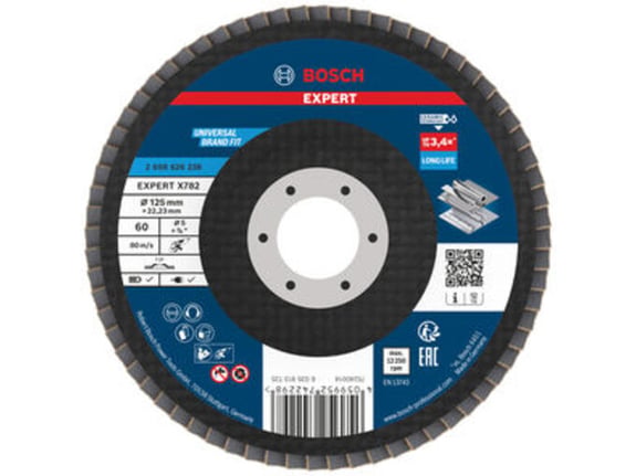 Bosch Lamelna brusna ploča, ravna, 125mm, G60, prečnik otvora 22,23mm EXPERT X782 2608626238