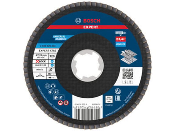 Bosch Lamelna brusna ploča, ravna, 125mm, G120, X-Lock EXPERT X782 2608626243