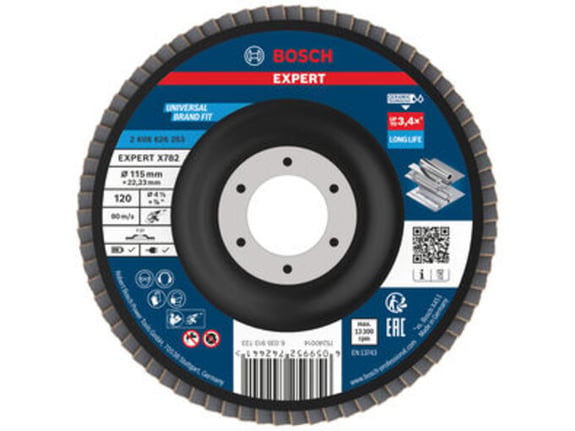 Bosch Lamelna brusna ploča, ravna, 115mm, G120, prečnik otvora 22,23mm EXPERT X782 2608626253