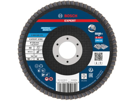 Bosch Lamelna brusna ploča, kosa, 125mm, G40, prečnik otvora 22,23mm EXPERT X782 2608626270
