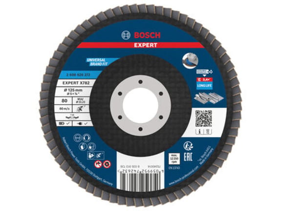 Bosch Lamelna brusna ploča, kosa, 125mm, G80, prečnik otvora 22,23mm EXPERT X782 2608626272