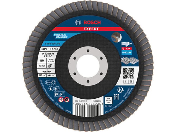 Bosch Lamelna brusna ploča, kosa, 125mm, G80, prečnik otvora 22,23mm EXPERT X782 2608626279