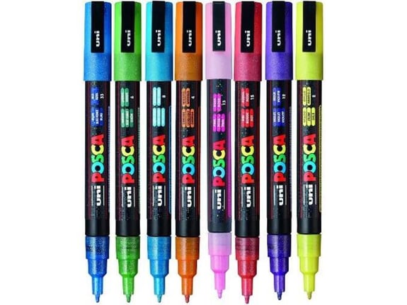 Uni Set PC-3M Posca 0.9-1.3mm 8 kom osnovne boje