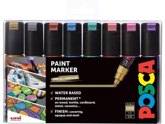 Uni Set PC-8K Posca 8mm 8 kom metalik boje