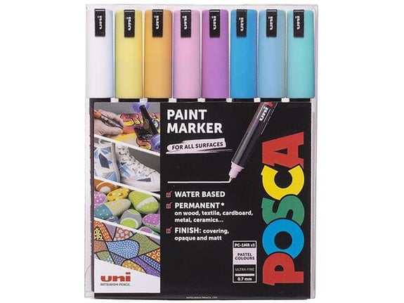 Uni Set PC-1MR Posca 0.7mm 8 kom pastelne boje