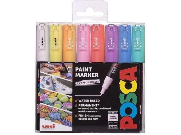 Uni Set PC-1M Posca 0.7mm 8 kom pastelne boje