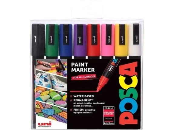 Uni Set PC-1M Posca 0.7mm 8 kom osnovne boje
