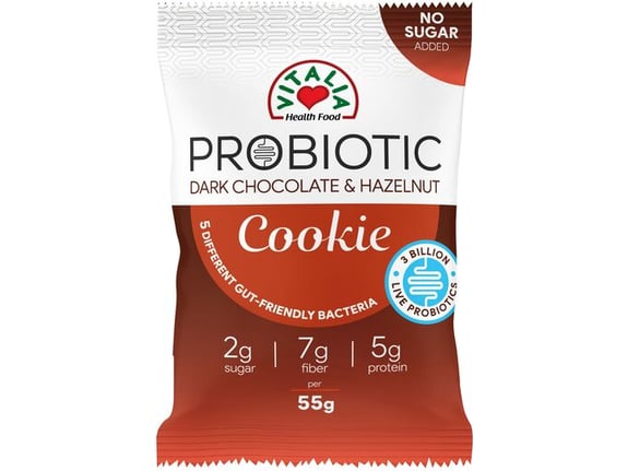 Vitalia Probiotic kolačić crna čokolada i lešnik preliven mlečnom čokoladom 55gr