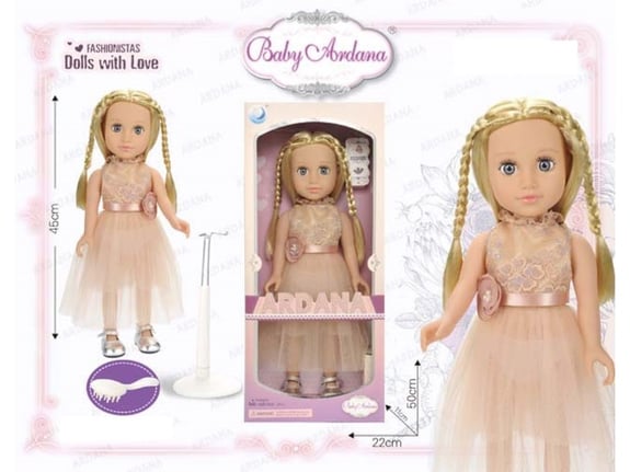 Lutka 45cm bež haljina