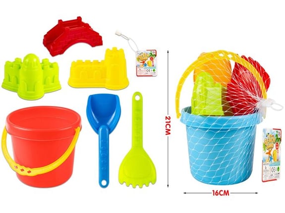 Igračka za plažu/pesak x575 set 6/1 kantica lopatica grabuljice 3modle